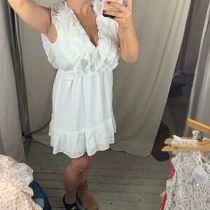 Storia White Ruffle Mini Dress